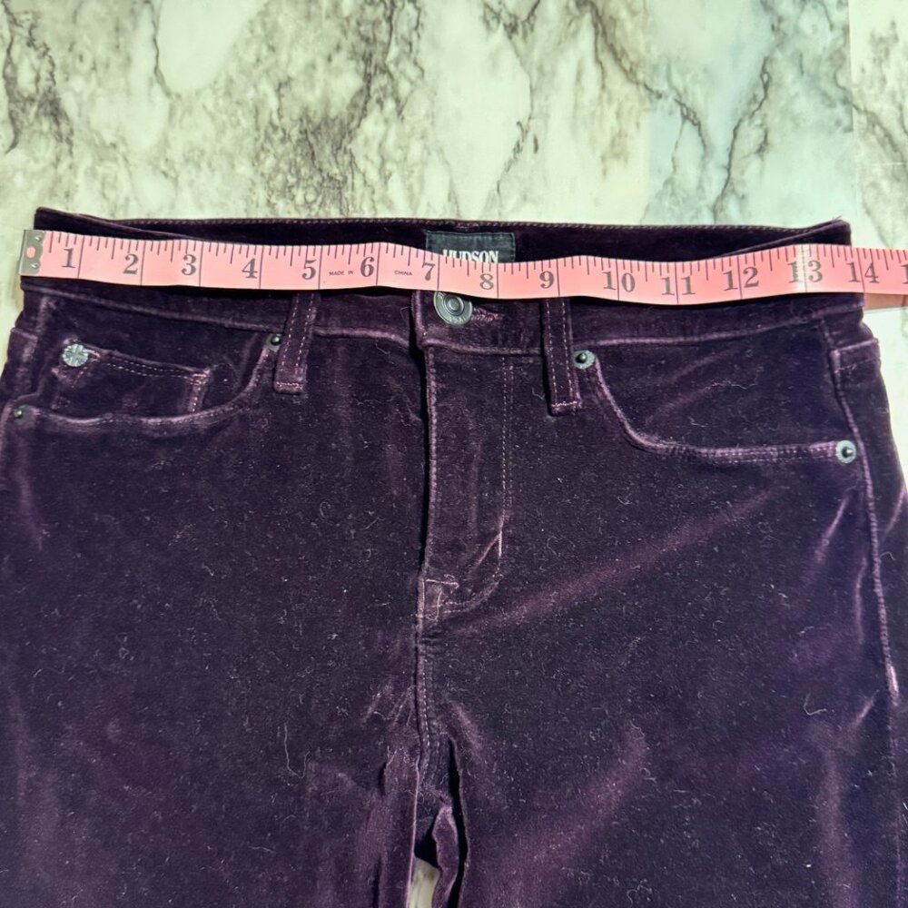 HUDSON Nico Midrise Velvet Skinny Jeans in Dark Plum - Picture 9 of 12